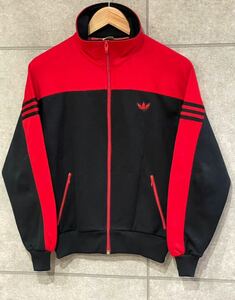 大人気モデル！ 西ドイツ製 adidas アディダス トレフォイル トラックジャケット ジャージ 赤黒 2 ユニセックス ヴィンテージ ○ 新規×