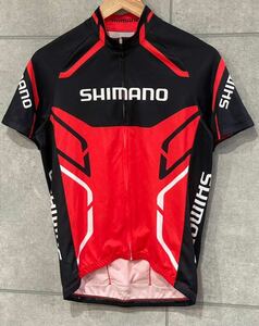 人気！ シマノ SHIMANO 半袖 サイクリングジャージ ブラック レッド 赤 Lサイズ メンズ 自転車 ゆうパケ可 ○ 新規×