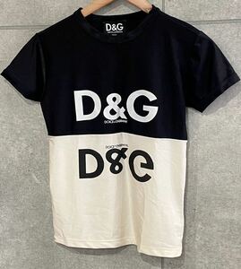 希少デザイン！ イタリア製 D&G DOLCE&GABBANA ドルチェ&ガッバーナ モックネック UV 半袖Tシャツ ビッグロゴ 30/44 ネコポ可 新規×