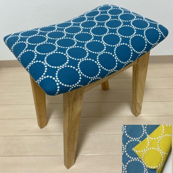 mina perhonen dop tambourine square stool [blue] S ottoman mina perhonen Scandinavian handmade bench, furniture, interior, chair, stool