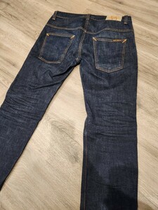 Nudie j Jeans ヌーディージーンズ　THIN FINN シンフィン W31 L32スリムストレートブルー　ノンウォッシュ