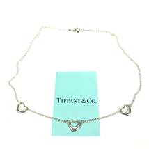 美品【ティファニー】本物 TIFFANY&Co. ネックレス トリプル オープンハート シルバー925 全長40cm トップ幅1cm レディース 送料370円_画像1