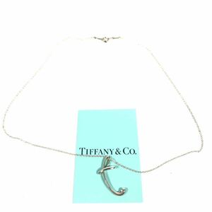 美品【ティファニー】本物 TIFFANY&Co. ネックレス アルファベット イニシャル Tモチーフ スターリングシルバー 全長41cm 送料370円