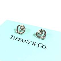 美品【ティファニー】本物TIFFANY&Co. ピアス オープンハート シルバー925 幅1.1cm イヤリング 女性用 レディース 箱付き 送料520円_画像2