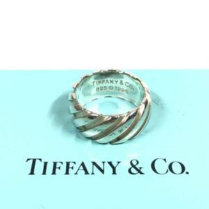  beautiful goods [ Tiffany ] genuine article TIFFANY&Co. ring wide twist Tornado silver 925 size 10 number ring men's lady's postage 370 jpy 