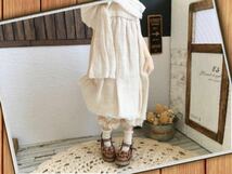 ＊革＊お花飾り＊ストラップシューズ靴＊濃淡カフェオレBR＊ヴィンテージ風＊栃木レザー＊outfit＊Doll Shoes＊ブライス/ピュアニーモS＊_画像6