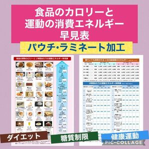 食品のカロリーと★運動消費エネルギー早見表（ラミネート加工）ダイエット　糖質制限