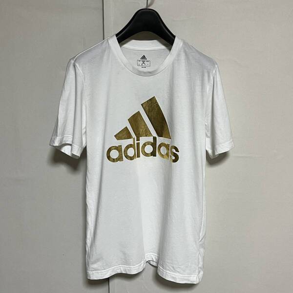 adidas アディダス 金箔 プリント Tシャツ 白 M 美品 管理B1347