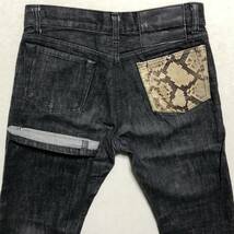 TOKYO JEANS 東京ジーンズ TJ-7 デニム ジーンズ 黒 蛇革 ポケット w28 美品 管理A437_画像4