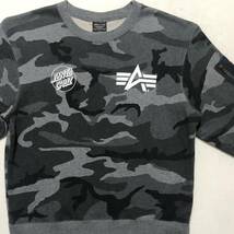 ALPHA INDUSTRIES アルファ santa cruz サンタクルーズ 迷彩 カモ柄 スウェット 黒灰系 L 美品 管理C780_画像3