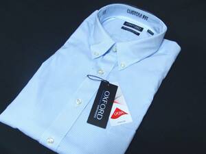 即決新品!早勝OXFORD SHIRTMAKERS半袖ビジネスシャツ【LYCRAファイバー】衝撃価格ストライプB.Dシャツ☆カスタムフィット米国デュポン社