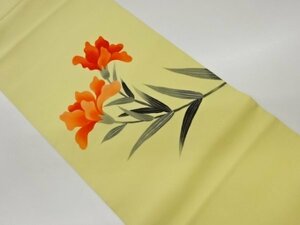 Art hand Auction ys6750497; Shiose patrón de flores pintado a mano abierto Nagoya obi (enmarcado) [reciclado] [portable], banda, Nagoya Obi, Confeccionado