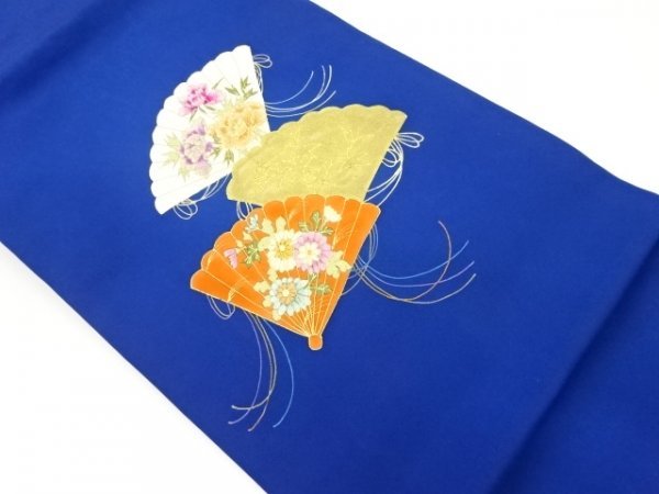 ys6775215 ; Éventail pliant Shiose doré peint à la main avec pivoine, motif chrysanthème et feuilles d'automne Nagoya obi [portant], groupe, Nagoya-Obi, Prêt à l'emploi