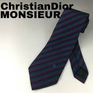 BNC14/41　Christian Dior MONSIEUR シルク100％ ネクタイ 総柄 CDロゴ ベージュ系 クリスチャンディオール ■