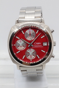 【CABIN】CHRONOGRAPH V657-7040 10BAR STAINLESS STEEL+BASE METAL JAPAN 中古品時計 電池交換済み 23.10.22