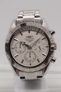 【Charles Vogele】CV-7871R CHRONOGRAPH QUARTZ 10BAR ALL STAINLESS STEEL 中古品時計 電池交換済み 23.10.24