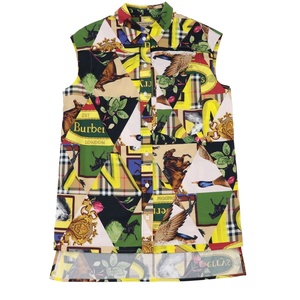  прекрасный товар Burberry архив шарф принт безрукавка блуза женский мульти- 36 Logo проверка общий рисунок BURBERRY