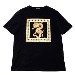  beautiful goods Versace Dragon print short sleeves T-shirt men's black yellow color white 2XL VERSACE
