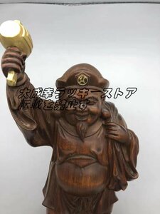 木彫仏像 仏教美術 精密細工 仏師で仕上げ品 総檜材 大黑天立像 高さ35cm z1563