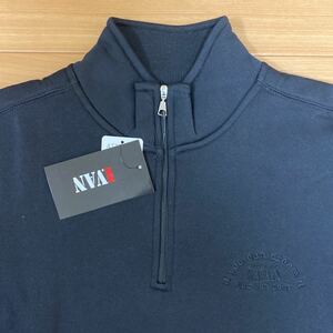 L MR.VAN ミスターヴァン 新品 ハーフジップ トレーナー 裏起毛 スエット スウェット 黒 メンズ 紳士 アウトドア ゴルフウェア バン golf