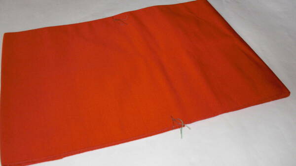 仕付け糸付未使用　正絹なごやおび　無地織名古屋帯　オレンジ色のつずれ織　9寸無地名古屋帯