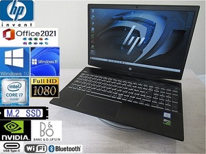 第8世代6コアCi7！【税込】hp Pavilion ゲーミングラップトップ Corei7(8750H)　MicrosoftOffice2021Plusも！