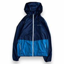 Eddie Bauer エディバウアー 2トーン ポリエステル マウンテンパーカー 軽量 フード ジャケット フーディー パーカー 登山 M ブルー_画像1