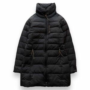 国内正規 AIGLE エーグル 8604-57450 ロング スタンドカラー ダウン ジャケット 軽量 裏チェック コート 革パッチ 古着 M グレー