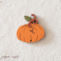 かぼちゃ フランス 製 木製ボタン アトリエ ボヌール ドゥ ジュール ハロウィン 雑貨 パタミン ボタン 刺繍 ハンドメイド ハロウィーン _画像1