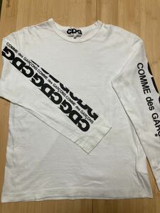 CDG 長袖Tシャツ/M/コットン/WHT/SZ-T007