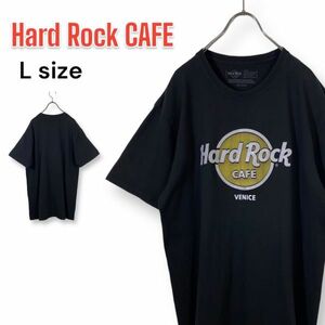 HARD ROCK CAFE ハードロックカフェ ベニス Tシャツ 半袖 黒 ブラック ビッグプリントロゴ Lサイズ USA製 古着