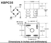 KBPC3510 単相ブリッジダイオード 1000V 35A 金属ケース_画像3