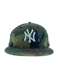 NEW ERA◆ニューヨークヤンキース/ペイント加工/キャップ/7 1/8/コットン/KHK/カモフラ/メンズ