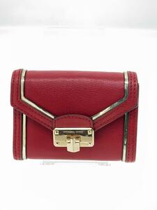 MICHAEL KORS◆財布/レザー/RED/無地/レディース