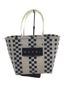 MARNI◆ハンドバッグ/PVC/BLU/チェック/フラワーカフェ/カゴバック/