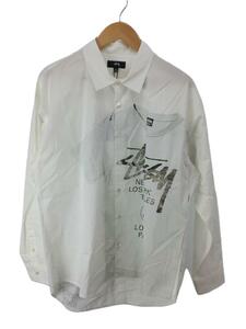 STUSSY◆22AW/WORLD TOUR SHIRT/長袖シャツ/M/コットン/WHT/プリント/1110249/タグ付