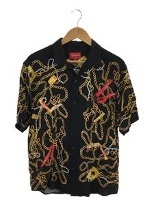 Supreme◆半袖シャツ/M/レーヨン/ブラック/総柄/Chains Rayon S/S Shirt/使用感有