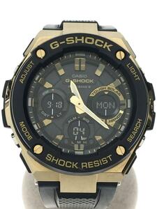 CASIO◆ソーラー腕時計・G-SHOCK/デジアナ/ラバー/GLD/BLK