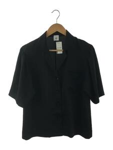 6(ROKU) BEAUTY & YOUTH UNITED ARROWS◆SATIN SHORT SLEEVE OPEN COLLAR SHIRT半袖シャツ/ポリエステル/BLK/無地