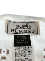 HERMES◆ストール/コットン/WHT/総柄/レディース_画像3