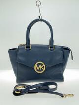 MICHAEL KORS◆ハンドバッグ/スモールサッチェル/レザー/ネイビー/OD-1509/角スレ考慮_画像1