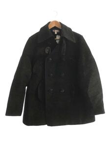 MASU◆22FW/V NECK PEA COAT/ピーコート/46/ウール/BLK/MVFW-CT0222