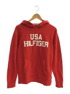 TOMMY HILFIGER◆発泡プリントフーディ/パーカー/M/コットン/RED