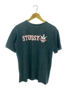 STUSSY◆OLD STUSSY_オールドステューシー/フロントロゴ/Tシャツ/L/コットン/黒/ブラック/3色タグ