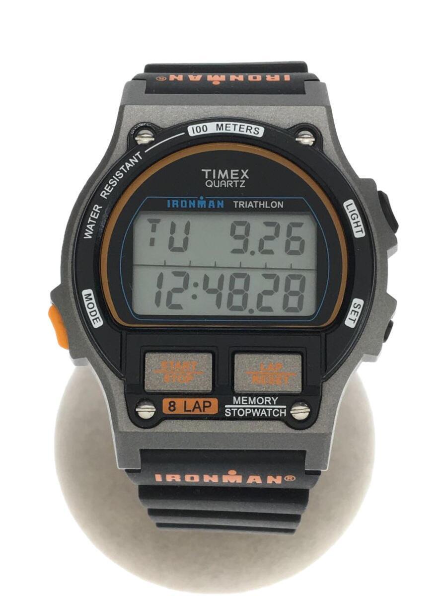 TIMEX◇IRONMAN 8 LAP    OG/腕時計/デジタル/ラバー/ブラック
