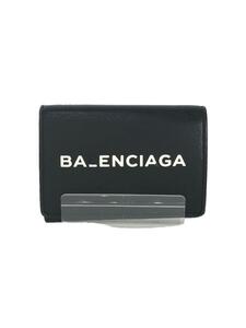 BALENCIAGA◆3つ折り財布/レザー/BLK/メンズ/5050555 1060Z