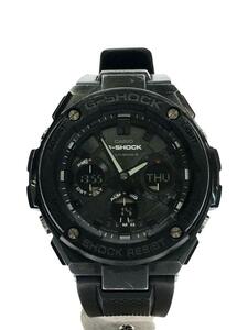 CASIO◆ソーラー腕時計・G-SHOCK/デジアナ/ラバー/BLK/BLK