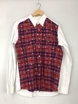 uniform experiment◆STAR FLANNEL CHECK FABRIC MIX BD SHIRT/長袖シャツ/4/コットン/ホワイト_画像1