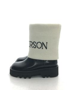 JW ANDERSON(J.W.ANDERSON)◆Fishermanウールジャガード＆グロスレザーアンクルブーツ/35/BLK/レザー