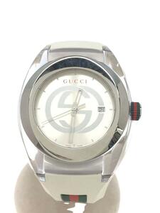 GUCCI◆クォーツ腕時計/アナログ/ラバー/SLV/WHT/137.1